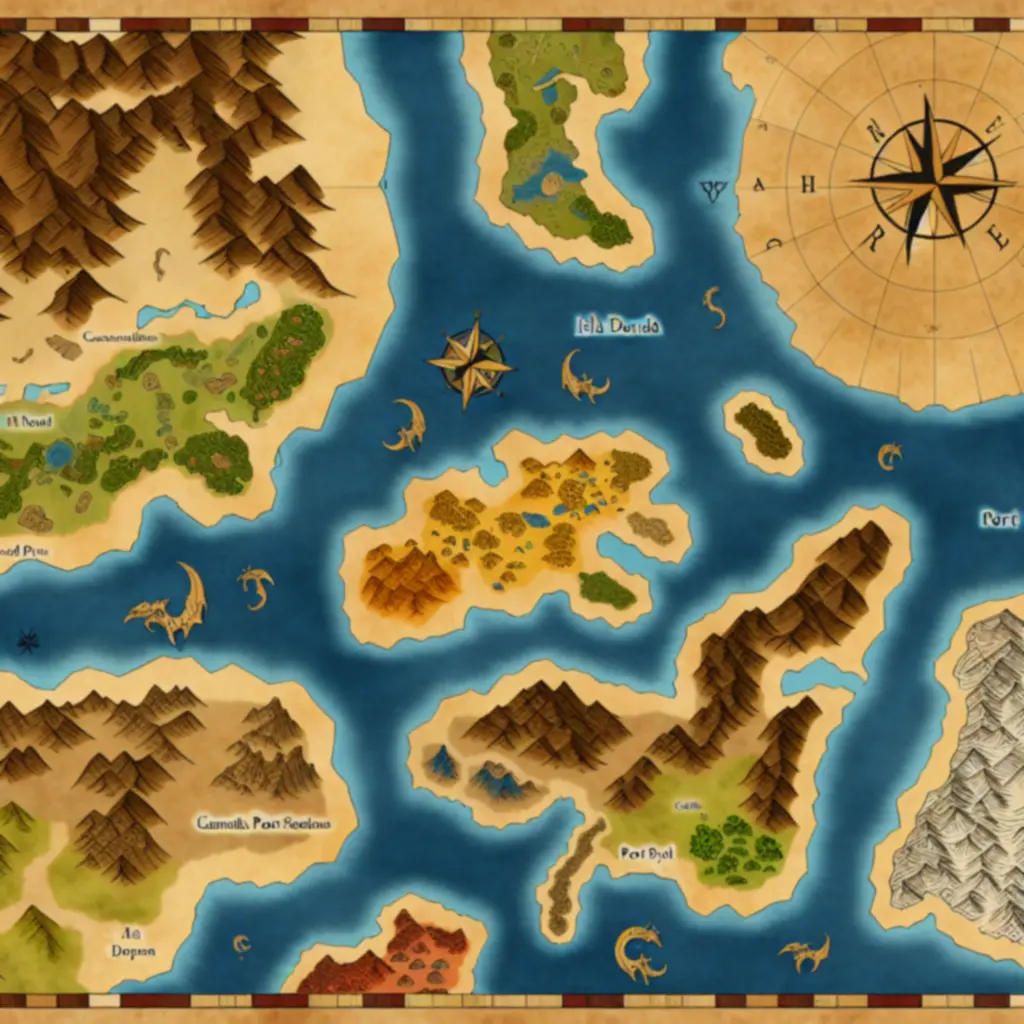 Mapa świata Pirate PL Game z wyspami i szlakami morskimi